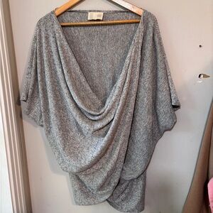 Anthropologie Saturday Sunday Gray Cowl Poncho Sweater S/M